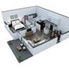 Floor plan for 2 beds, 2 baths, 985 sqft